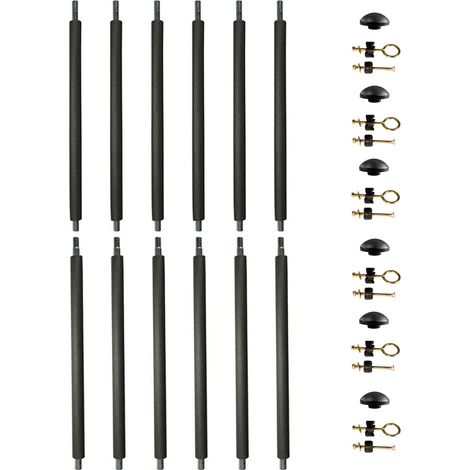 KANGUI Lot de 6 poteaux de filet de sécurité Ø25mm pour trampolines de jardin toutes marques avec mousse, visserie et capuchon (longueur totale 215cm) (1/4)