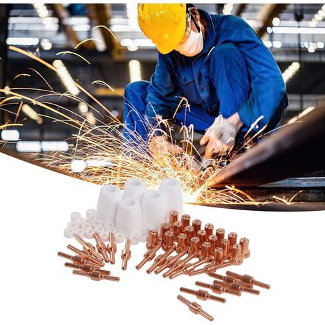 65-teiliges Verbrauchsmaterialset für Plasmaschneidanlagen, kompatibel mit den Modellen Cut 40 und 50 sowie den Plasmaschneidbrennern PT31, LG40, CUT-40, CUT-50 und CT-312. (1/5)