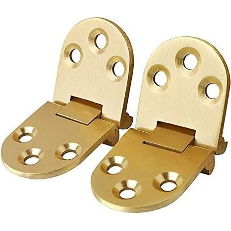 Bisagra de bandeja de latón macizo (2 piezas) con borde redondeado, 2-1/2" x 1-1/2", acabado satinado con solapa atornillada