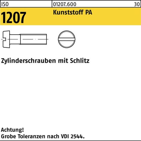 ISO 1207 Zylinderkopfschraube M8x30 Polyamid blank Schlitz 100 Stk (1/2)