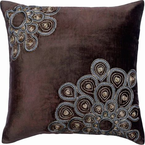 Funda de almohada decorativa, gris carbón, 45 x 45 cm, terciopelo, bordada con Zardozi, estampado abstracto, estilo moderno - Adversity