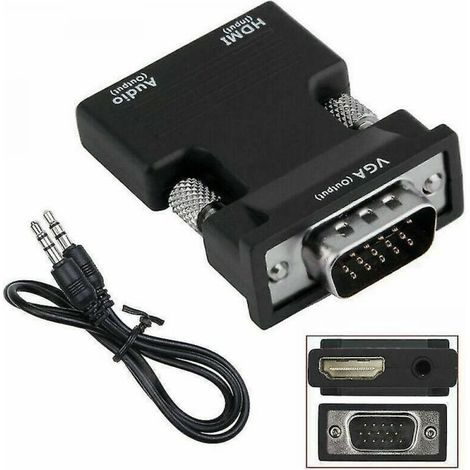 Adaptateur convertisseur HDMI femelle vers VGA mâle avec câble audio prenant en charge la sortie 1080p (1/5)