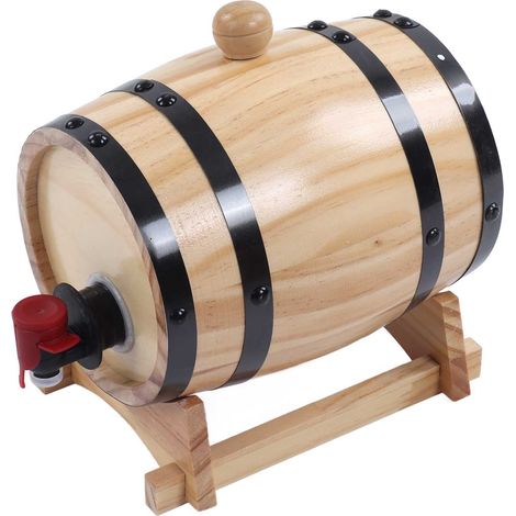 Fût de Vin en Pin pour Vieillissement, Tonneau en Bois pour Bière Artisanale, Idéal Bar et Barbecue