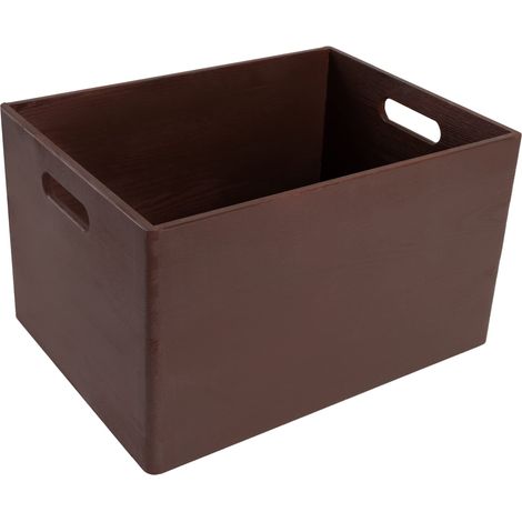 Caisse Bois Rangement Marron 39 x 29 x 23 cm Boîte de Rangement Bois avec Poignées Boite Rangement Cuisine Caisse de Rangement Bureau Casier de Rangement (1/5)