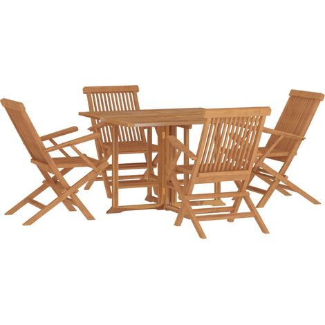 vidaXL Ensemble à manger d'extérieur pliable 5 pcs Bois solide de teck (1/5)