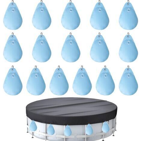 Set mit 16 Wassersäcken für Poolabdeckungen mit Haken, Hochleistungs-Wassersäcke für Poolabdeckungen, PVC, auslaufsicher, Hängesäcke, befüllbar, Gewichte für Winter-Poolabdeckungen