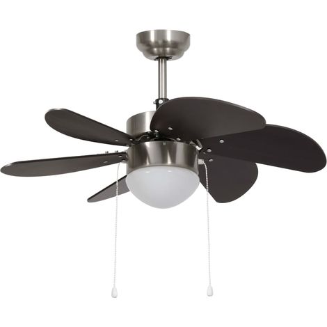 Ventilador de techo con lámpara marrón oscuro 76 cm vidaXL