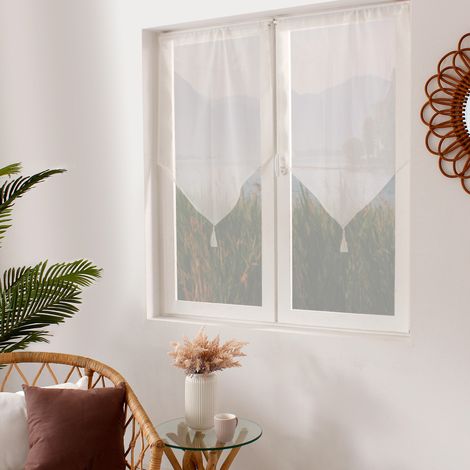 Paire de Vitrages Pointes "Basic" 60x90cm Blanc (1/2)