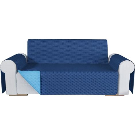 Copridivano Double Face Moderno Salvadivano Lavabile Fodera Proteggi Divano Blu 100% Made In Italy - 3 Posti