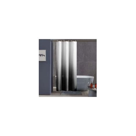 Noir dégradé rideau de douche anti moisissure tissu lavable en machine, petit rideaux douche pour camping car cabine de douche imperméable en polyester Crezuo (1/4)