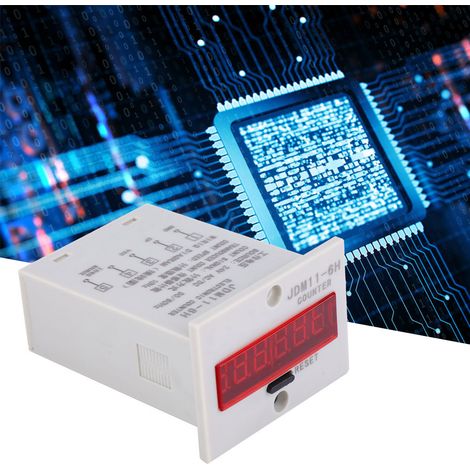 Compteur électronique JDM11-6H à 6 chiffres avec affichage numérique LED, relais et transducteur, alimentation 24 V CA/CC. (1/5)