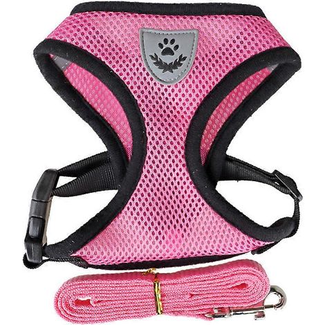 Sangle pour petit chien, sangle de harnais pour chien, sangle de poitrine pour animal de compagnie, sangle de marche respirante anti-suffocation pour petit chien - Rose - XL (1/5)
