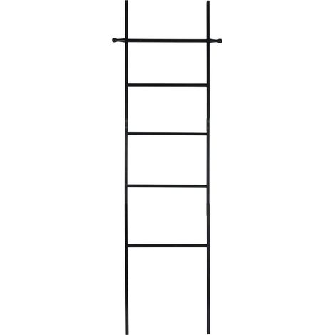 WENKO Scaletta portasalviette Loft, graziosa scaletta utilizzabile come portasalviette o portabiti, in vero bambù, 43 x 170 x 33 cm, colore nero (1/5)