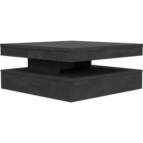 Table basse carrée plateau rotatif décor béton gris anthracite – WILLO (1/5)
