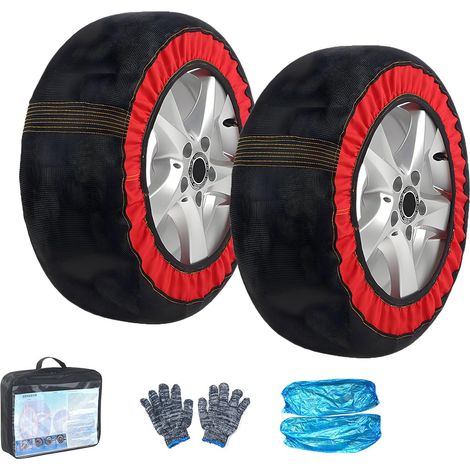 Lot de 2 paires de chaussettes de traction pour voiture - Pour une meilleure adhérence sur la neige, la glace et les routes humides - Alternative aux chaînes - Convient pour divers (1/5)