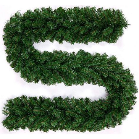 Guirlande de Noël,Guirlande de Noël verte unie de 2,7 m - Guirlande de Noël verte non décorée - Guirlande de sapin artificiel vert - Longue guirlande de Noël pour escaliers, cheminées, sapin de Noël e (1/5)