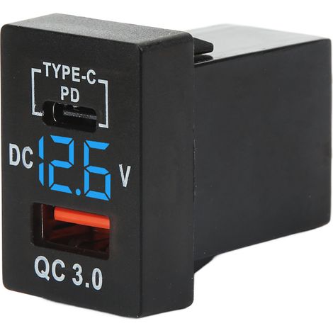 QC 3.0 USB-Autoladegerät, 12-24V Zigarettenanzünderstecker, Schnellladung mit Spannungsanzeige, für Autos, Motorräder und Wohnmobile (1/5)