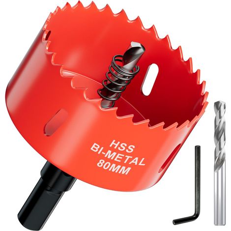 Scie cloche Bi-Métal 80 mm Profondeur de coupe jusqu'à 30 mm Idéale pour bois, plastique, cloisons sèches, placo, contreplaqué et métaux Avec Adaptateur et Foret de centrage (1/5)