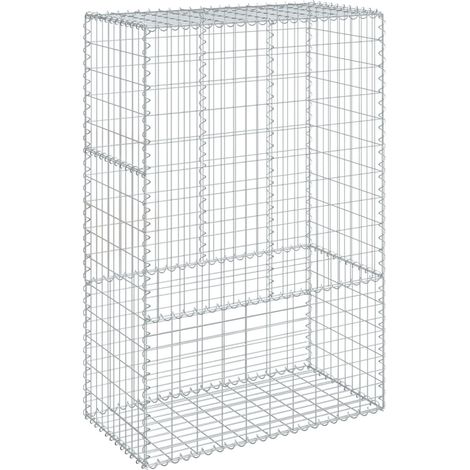 Gabbione recinto a gabbia muro di contenimento con coperchio 100 x 50 x 150 cm ferro zincato argento 020040109