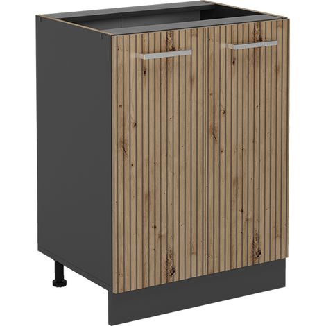 Mobiletto base cucina R-Line, Rovere artigianale, 60 cm senza piano di lavoro, Vicco