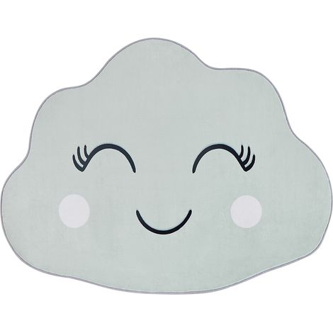 Alfombra de poliéster verde menta negro blanco 90 x 120 cm nubes pelo corto Cumulus