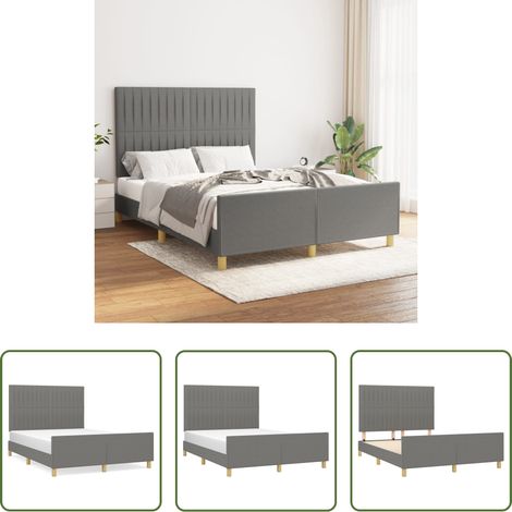 Kopfteil - Bettgestell ohne Matratze Dunkelgrau 140x200 cm Stoff (1/5)