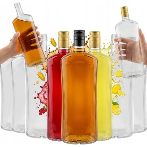 10x DIVA Flasche 1000ml Glasflaschen für Moonshine Likör Wodka Hochzeitssaft 1L (1/5)