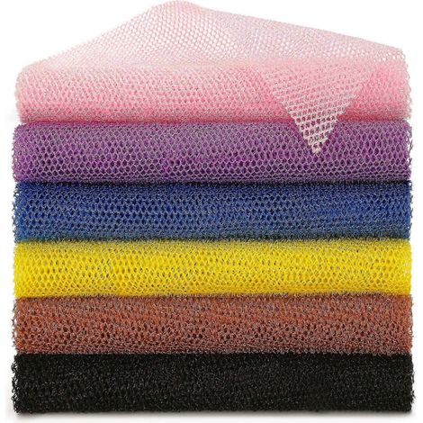 Lot de 6 éponges de bain africaines en filet, exfoliantes et gommantes, pour le corps et la douche. (1/5)