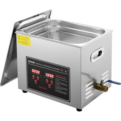 Nettoyeur à Ultrasons 10 L, Bac Ultrasons avec Chauffage et Minuterie, Temps Réglables 0-30 min, Appareil de Nettoyage Ultrasonique avec Affichage Numérique LED, pour Bijoux Lunettes Montres (1/5)