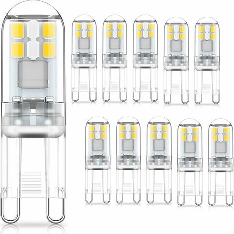 Ampoules LED G9 1,5 W équivalent à 20 W halogène, blanc froid 6000 K, 220-240 V CA, non dimmables, format mini, sans scintillement, lot de 10-AquaForge (1/4)