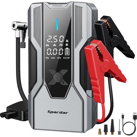 8000A Booster Batterie Voiture, 150 PSI, 12 V (pour Tous Les Moteurs Essence et Diesel 10 L), Charge Rapide USB-C, Demarreur Batterie Voiture avec Lampe Torche LED Intégrée (1/5)