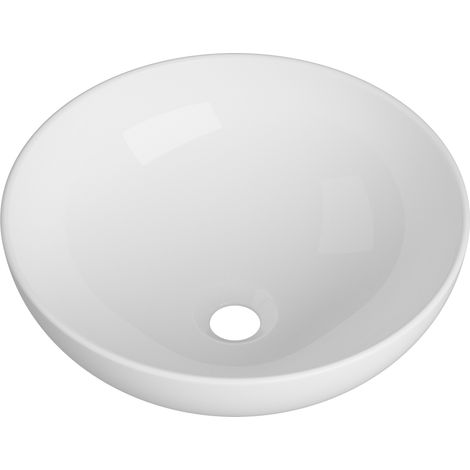 Lavabo Vasque à Poser Salle de Bain Rond ALBA 40,5cm Céramique Blanche (1/5)