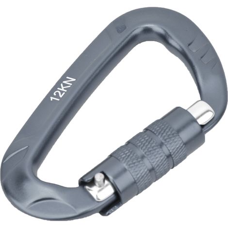 Stück Karabinerhaken mit D-förmiger Schnalle aus 7075er Aluminium (Luftfahrtqualität), 12 kN, für Outdoor-Sicherheit, grau (1/5)