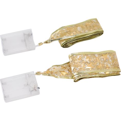 Lot de 2 guirlandes lumineuses de Noël en ruban, lumière féérique, pour sapin de Noël, lumière dorée chaude, 5 cm x 3,8 cm (1/5)