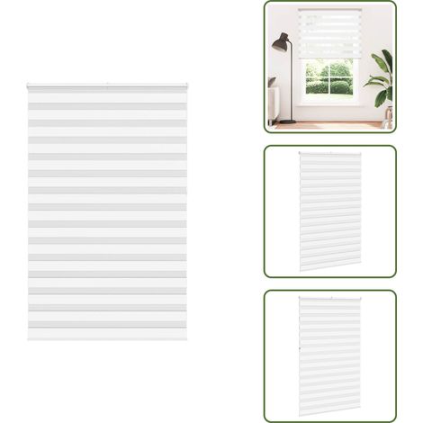 Zebrarollo Weiß 140x230 cm Stoffbreite 135,9 cm Polyester - Zebra-Jalousie - Zebra-Jalousien - Zebra-Rollo - Doppelrollo (1/5)