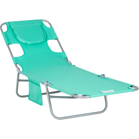Chaise longue pliante pour extérieur avec fenêtre de lecture, appui-tête intégré, dossier réglable sur 5 positions, résistante aux intempéries, charge maximale 120 kg, idéale pour jardin, plage, pisci (1/5)