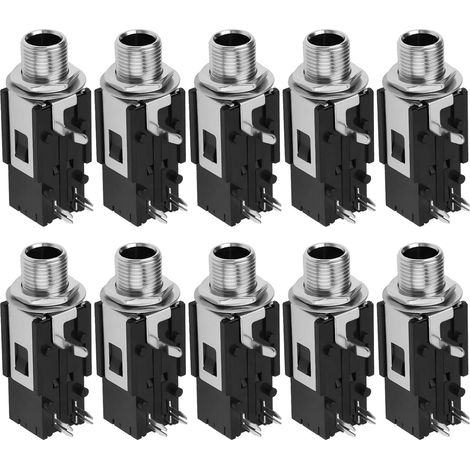 JSSEVN - Paquete de 10 conectores hembra estéreo de 6,35 mm y 2 pines para canal mono (1/5)