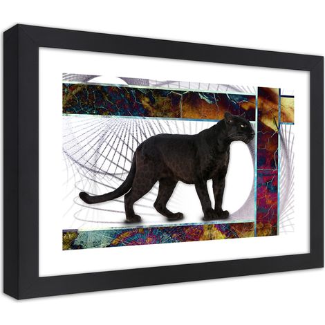 Quadro con cornice, Pantera vigile - 90x60 (1/5)