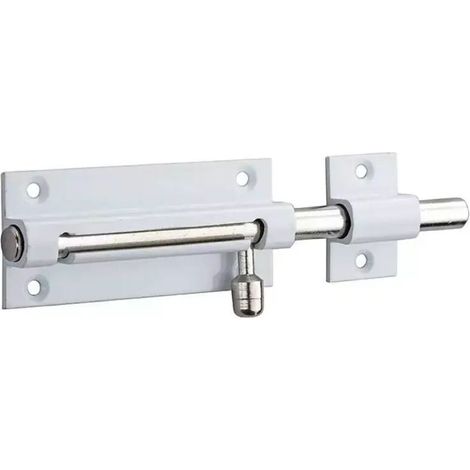 Targette, laiton poli blanc, pêne Ø 8mm, 70x30mm - (1/2)