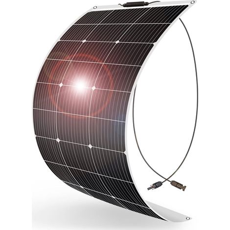 1 Panneau Solaire Flexible, Monocristallin 100W, 12V, Léger pour Camping-Car, Van, Bateau (1/5)