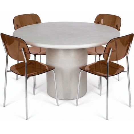 Table ronde effet béton Ø120cm avec 4 chaises GLAM (1/5)