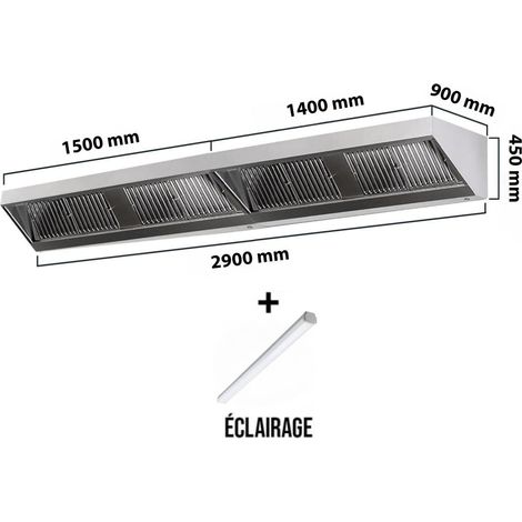 Hotte murale sans moteur 2900x900x450 mm avec éclairage, filtre et robinet de vidange PREMIUM - GOLDINOX (1/4)