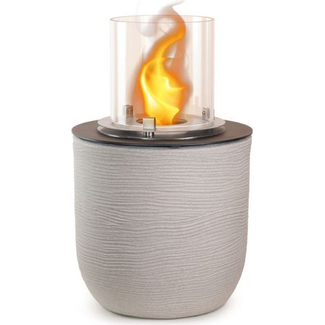 Chimenea de bioetanol Raffaello Corda beige, 35 cm x 55 cm de diámetro, para uso interior/exterior – Estilo italiano natural