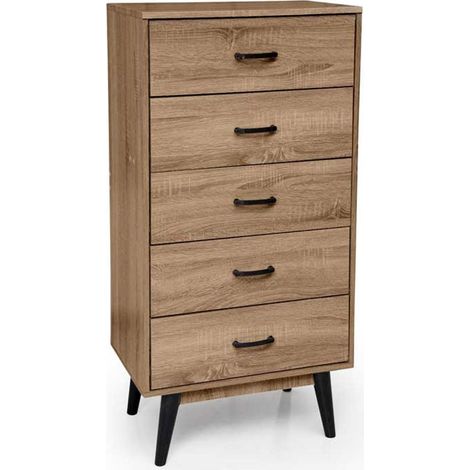 Cassettiera como stile urban noce nero 5 cassetti cm 60 x 40 x 118 h (1/5)