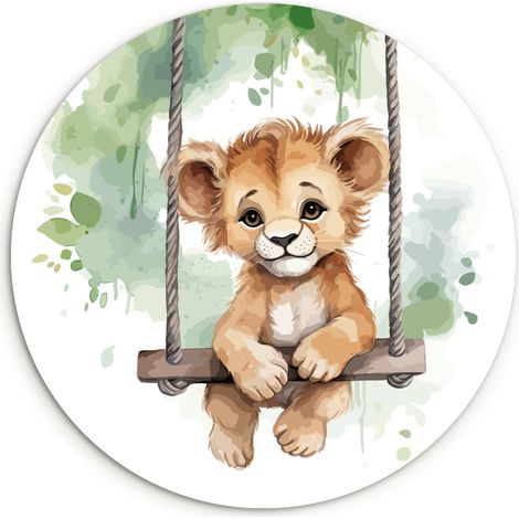 LE TABLEAU Lion - Animal - Enfants - Jungle Decoration Murale Peinture 120x120 cm (1/5)
