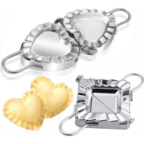 Moule à raviolis en forme de cœur, lot de 2, en acier inoxydable 304, outil créatif pour faire des raviolis, presse à pétoncles, emporte-pièce de cuisine, facile à utiliser (1/5)