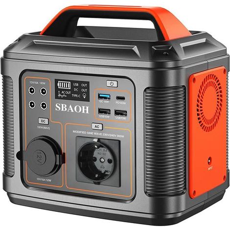 Station d’Énergie Portable SBAOH 296Wh 300W – Générateur Électrique Rechargeable avec Prises 230V, Camping et Urgences
