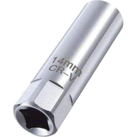 Clé à bougie d'allumage, clé à bougie d'allumage 14 mm, clé à bougie d'allumage, 12 points à paroi fine 14 mm, extracteur de bougie d'allumage, magnétique, de qualité supérieure et précise (1/5)