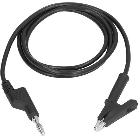 Câble de test électrique avec pinces crocodiles et fiches bananes 4mm, flexible pour mesures et diagnostics J.70035‑1 noir (1/5)