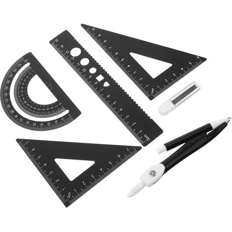 Ensemble de règles en aluminium noir, 1 dessin et mesure (1/5)